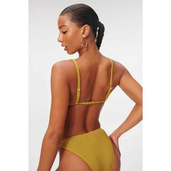 Good American Always Fits Triangle Bikini Top Size 1 Small Green Dirty Olive NWT - Picture 2 of 10